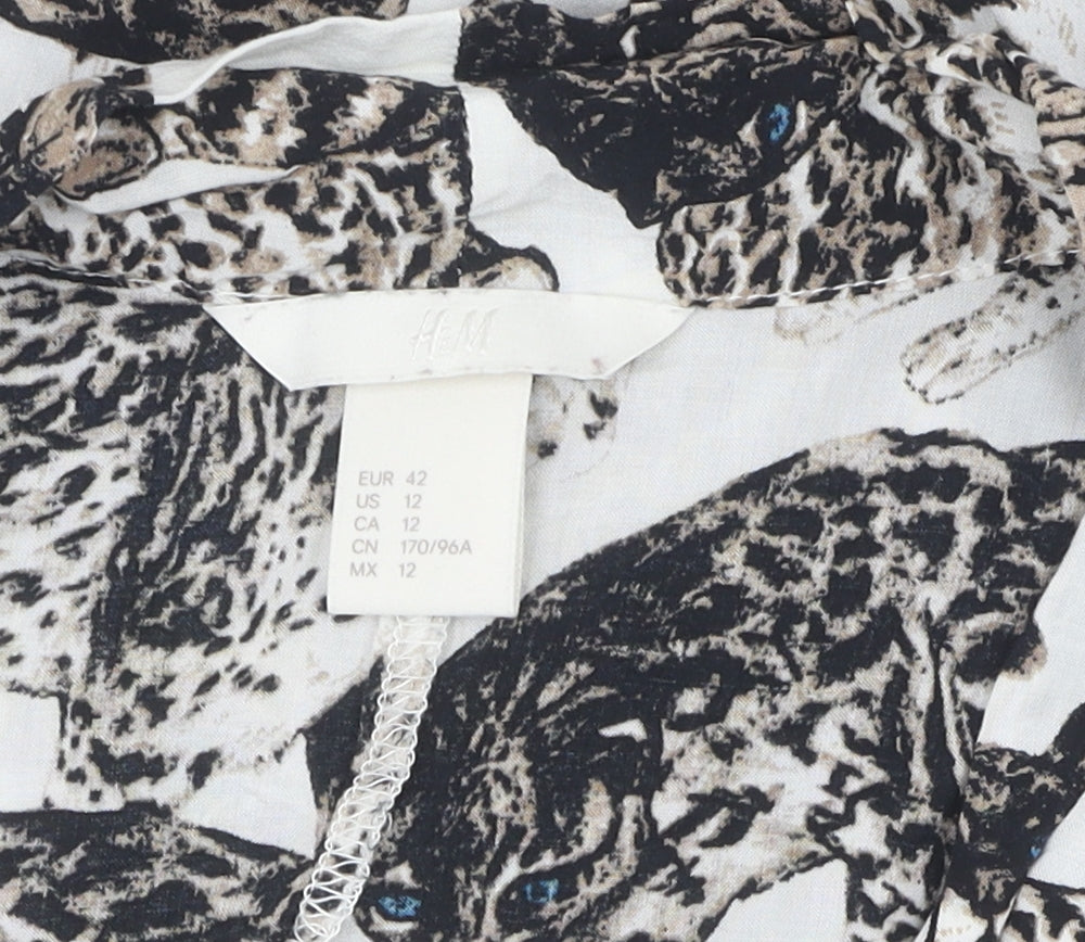 H&M Women's Animal Print Blouse, Size 14