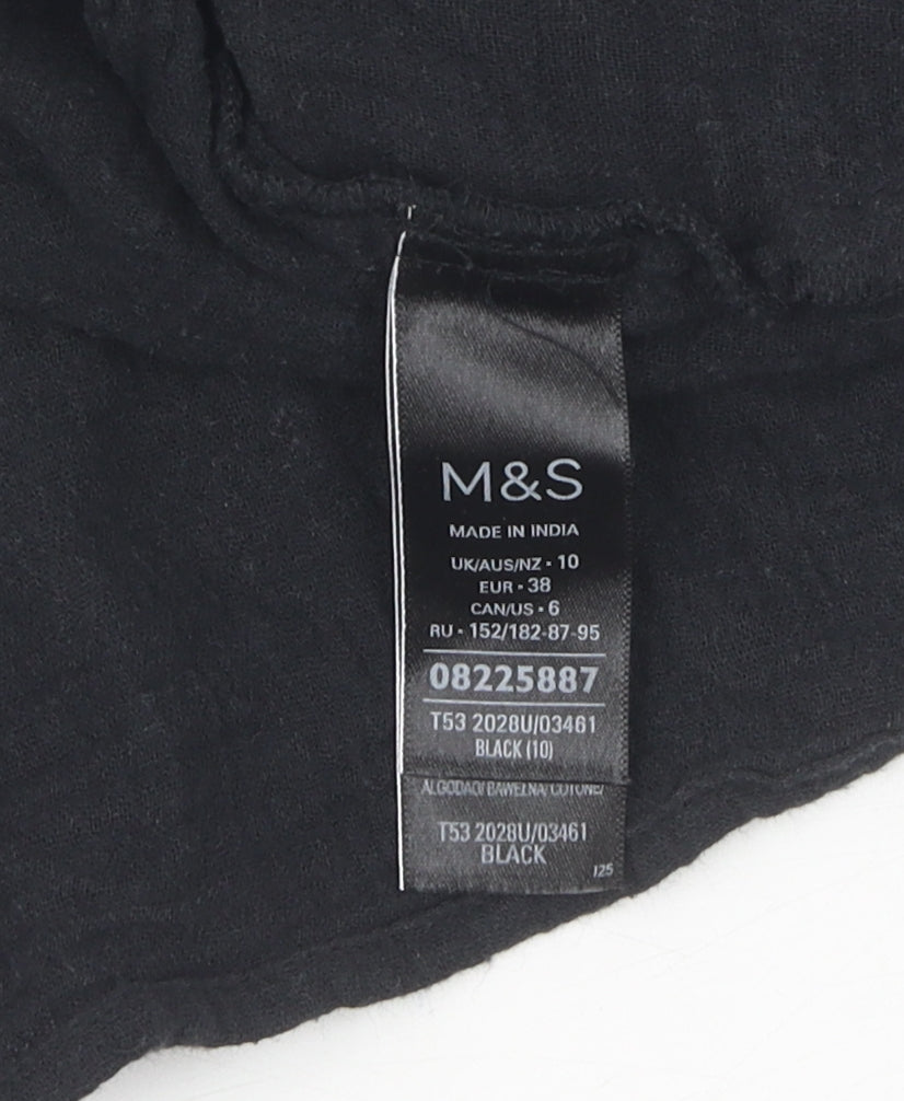 Marks and Spencer Black Cotton Top, Size 10