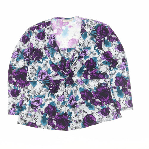 CC Women's Multicoloured Floral Blouse, XL Long Sleeve
