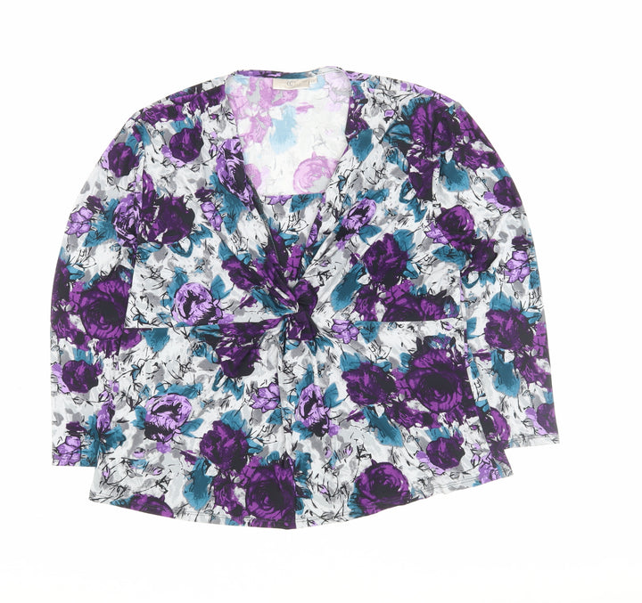 CC Women's Multicoloured Floral Blouse, XL Long Sleeve