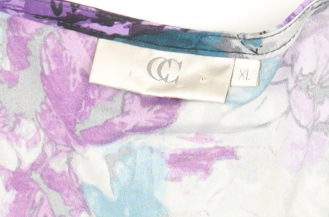 CC Women's Multicoloured Floral Blouse, XL Long Sleeve