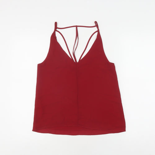 Boohoo Women's Red Camisole V-Neck Tank Top Size 8
