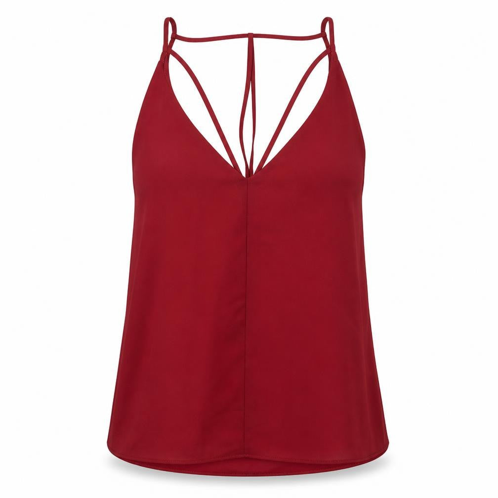 Boohoo Women's Red Camisole V-Neck Tank Top Size 8