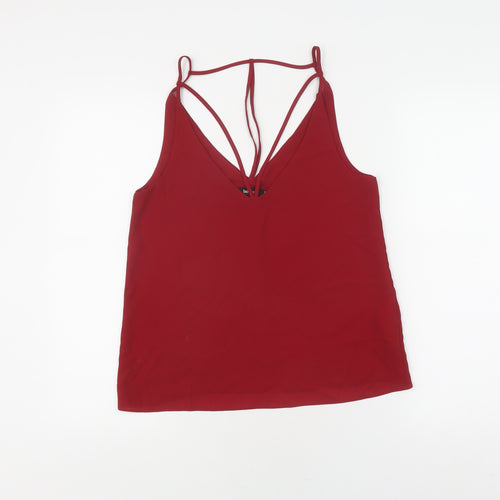 Boohoo Women's Red Camisole V-Neck Tank Top Size 8