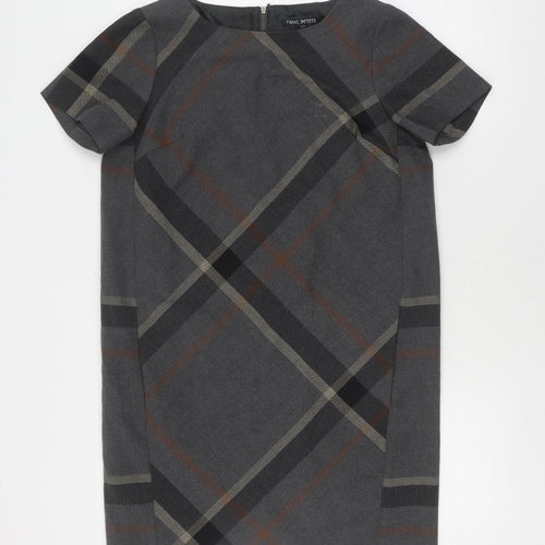 Next Petite Grey Plaid Shift Dress Size 12 Women