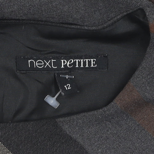 Next Petite Grey Plaid Shift Dress Size 12 Women