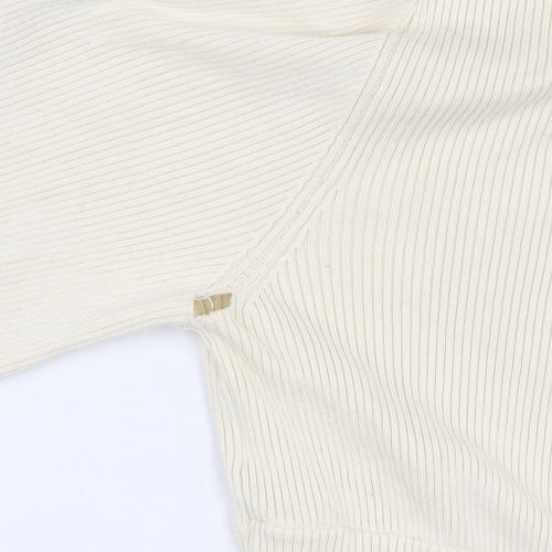 Monki Women's Ivory V-Neck Pullover Jumper, Medium