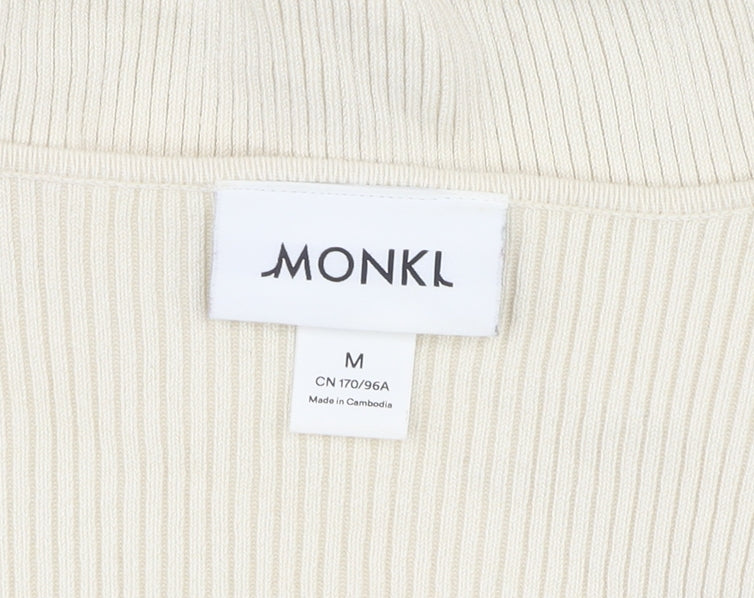 Monki Women's Ivory V-Neck Pullover Jumper, Medium