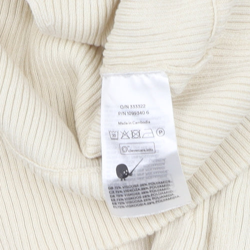 Monki Women's Ivory V-Neck Pullover Jumper, Medium