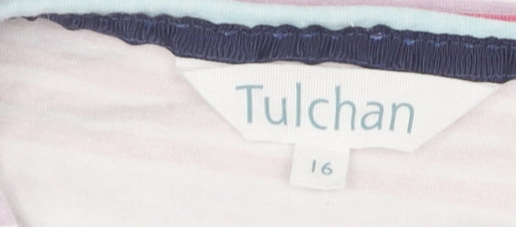 Tulchan Women's Multicoloured Striped Pullover Jumper Size 16