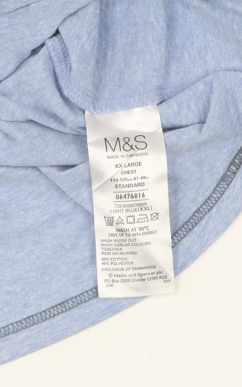 Marks and Spencer Men's XXL Blue Graphic T-Shirt