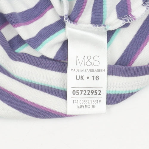 Marks and Spencer Women's Multicoloured Striped T-Shirt