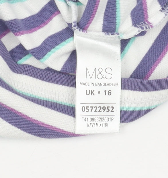 Marks and Spencer Women's Multicoloured Striped T-Shirt