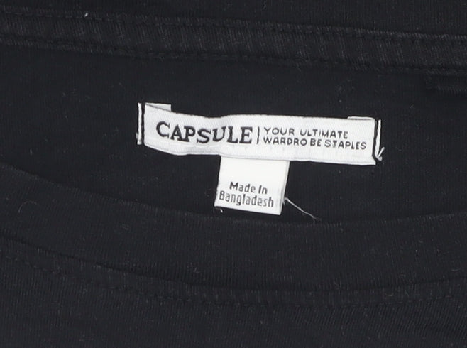 Capsule Unisex Black Sleeveless Crew Neck T-Shirt