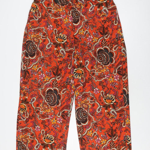 Dorothy Perkins Women's Orange Floral Cropped Trousers Size 18
