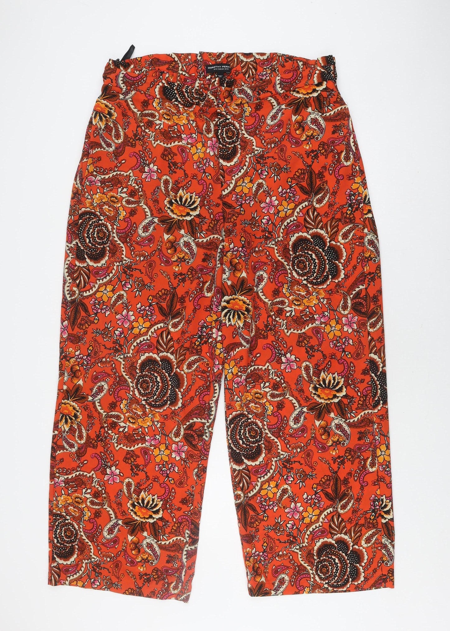 Dorothy Perkins Women's Orange Floral Cropped Trousers Size 18