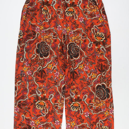 Dorothy Perkins Women's Orange Floral Cropped Trousers Size 18