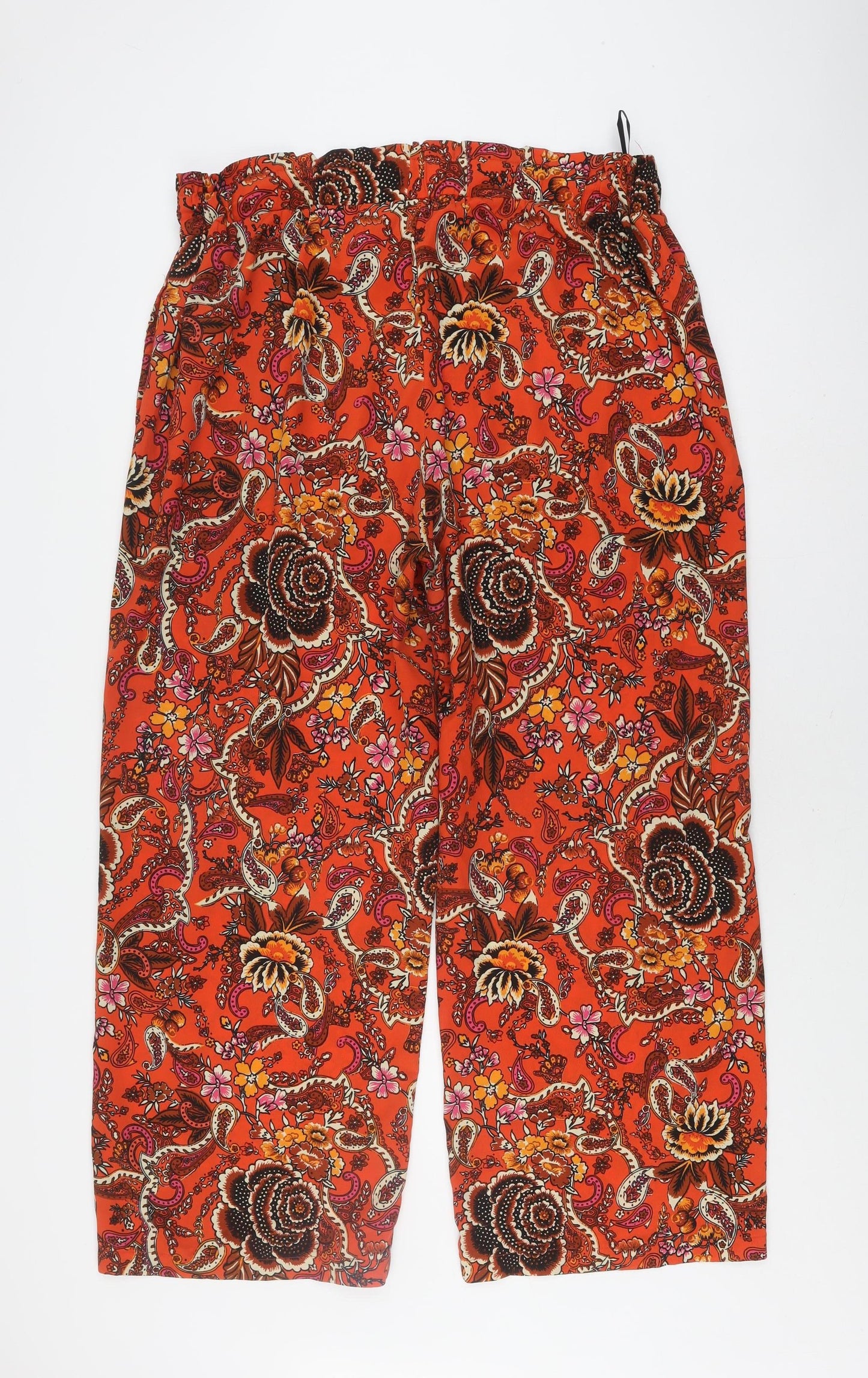 Dorothy Perkins Women's Orange Floral Cropped Trousers Size 18