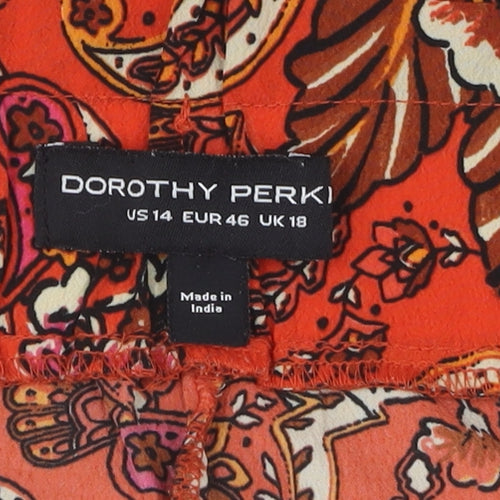 Dorothy Perkins Women's Orange Floral Cropped Trousers Size 18