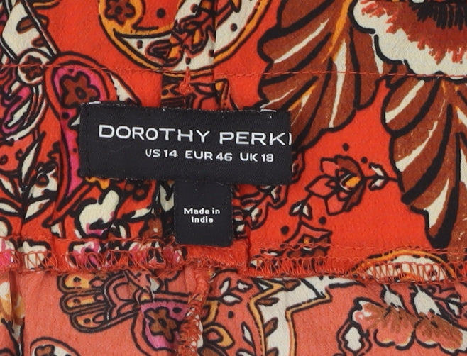 Dorothy Perkins Women's Orange Floral Cropped Trousers Size 18