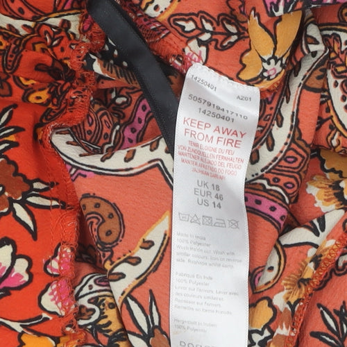 Dorothy Perkins Women's Orange Floral Cropped Trousers Size 18
