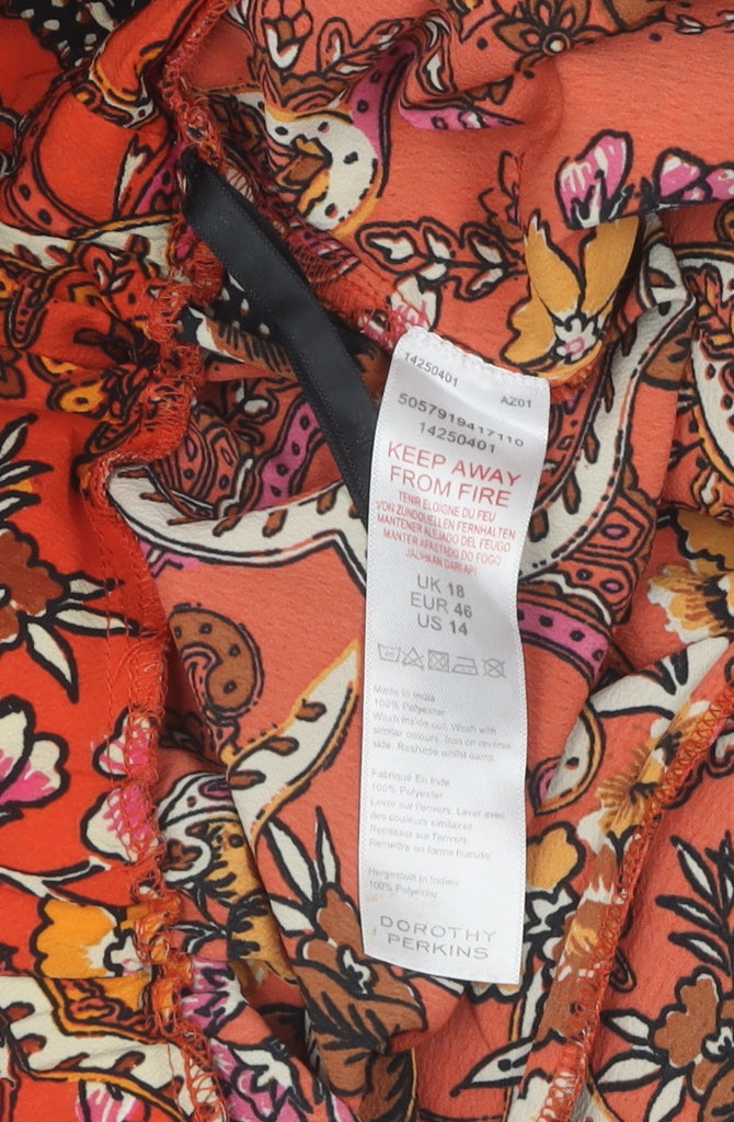 Dorothy Perkins Women's Orange Floral Cropped Trousers Size 18