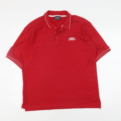 Umbro Men's Red Polo Shirt, L, Lightweight Sportswear
