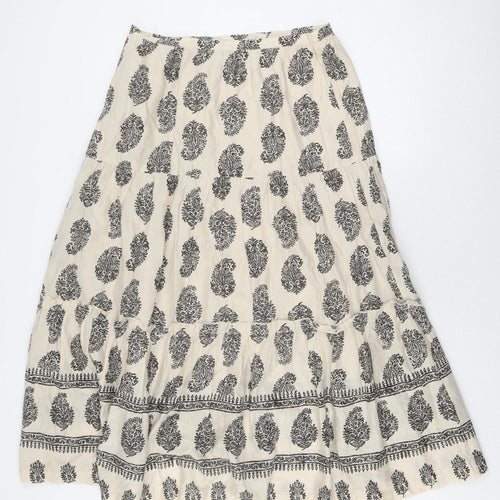 Laura Ashley Women's Ivory Floral A-Line Skirt Size 14