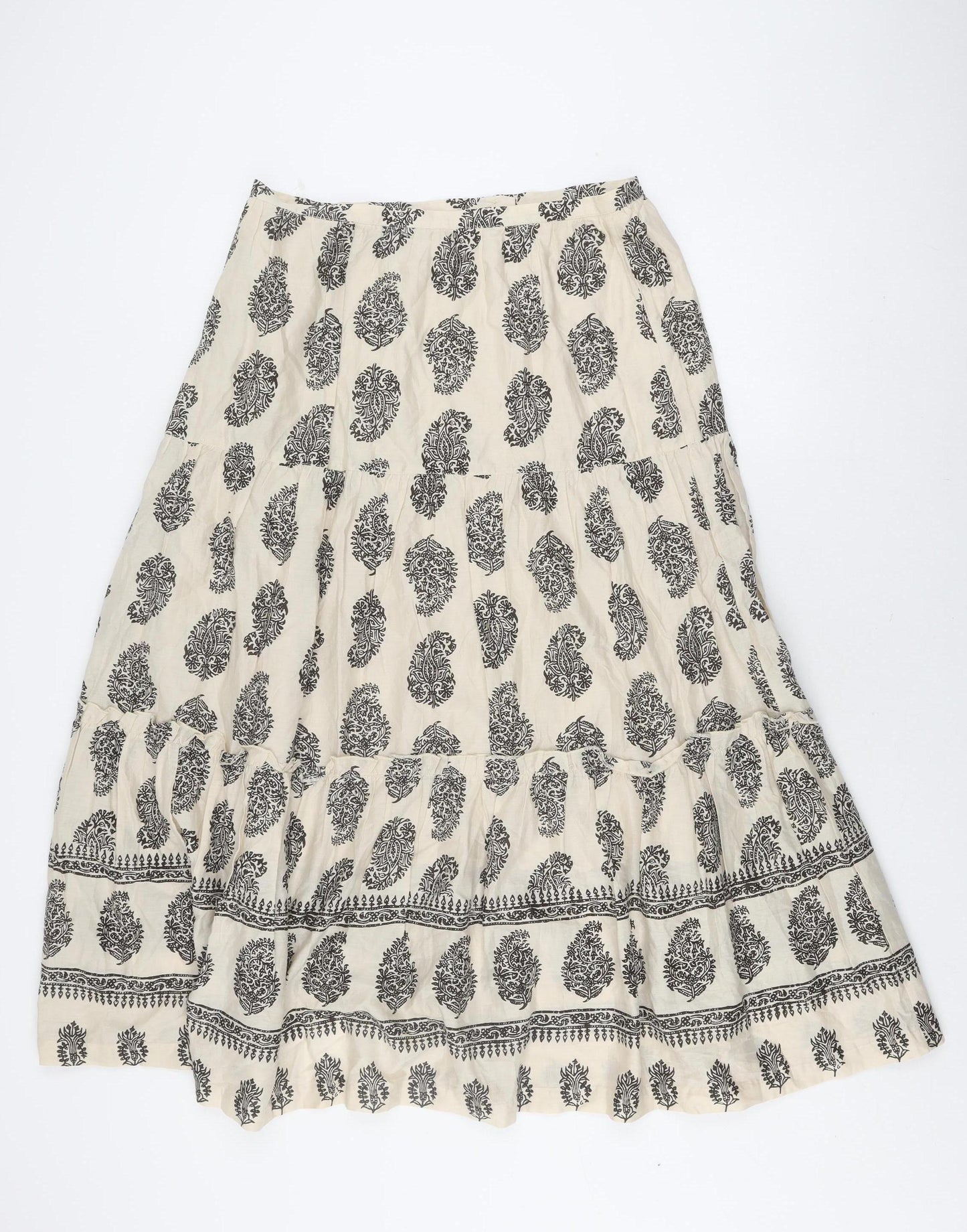 Laura Ashley Women's Ivory Floral A-Line Skirt Size 14