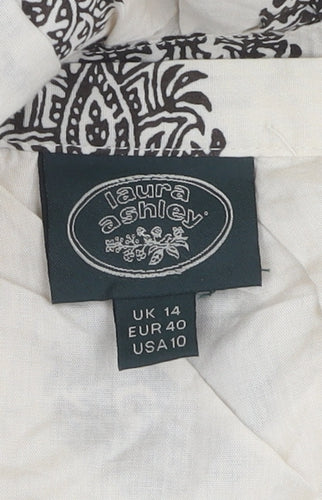 Laura Ashley Women's Ivory Floral A-Line Skirt Size 14