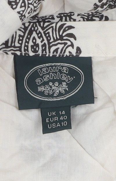 Laura Ashley Women's Ivory Floral A-Line Skirt Size 14