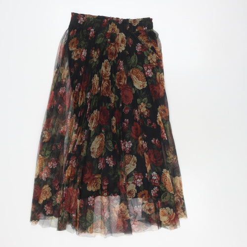 Stradivarius Women's Multicoloured Floral Pleated Skirt S