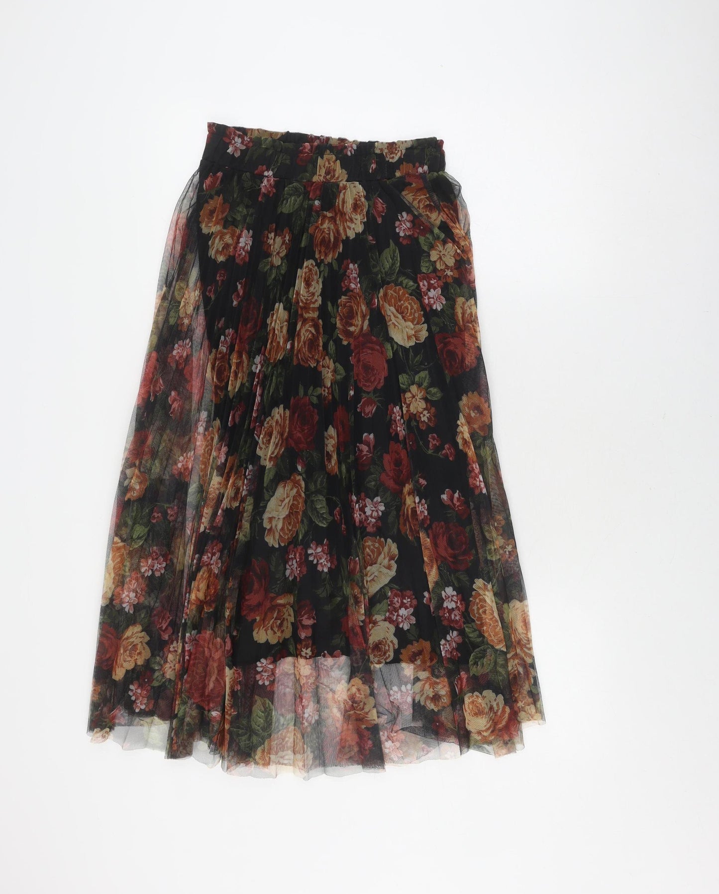 Stradivarius Women's Multicoloured Floral Pleated Skirt S