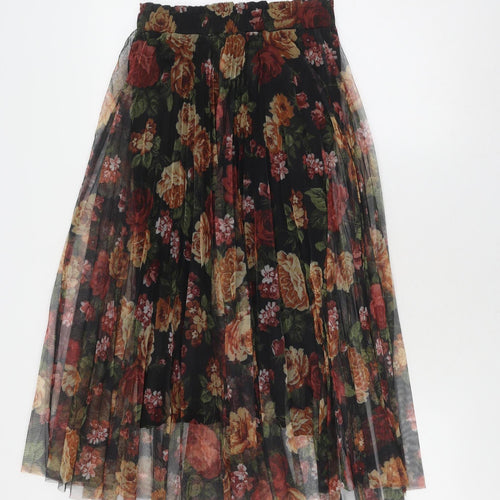 Stradivarius Women's Multicoloured Floral Pleated Skirt S