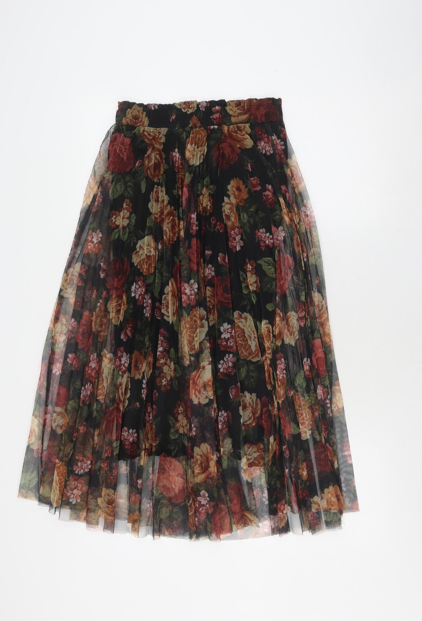 Stradivarius Women's Multicoloured Floral Pleated Skirt S