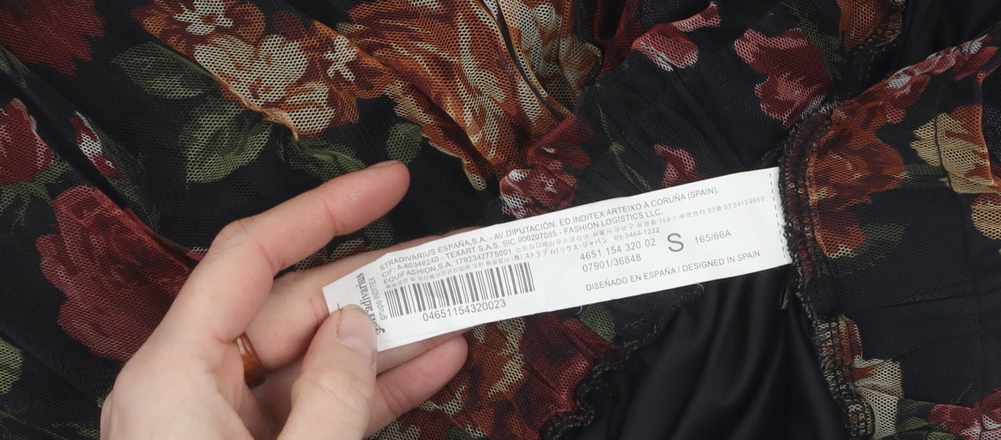 Stradivarius Women's Multicoloured Floral Pleated Skirt S