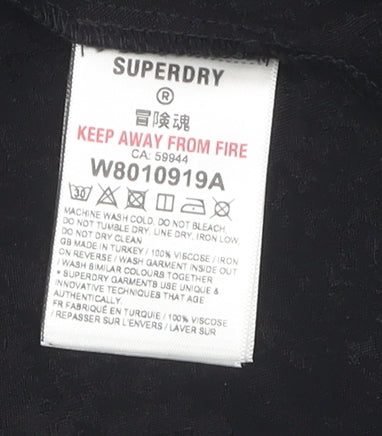 Superdry Women's Black Viscose Long Kimono Robe Size 12