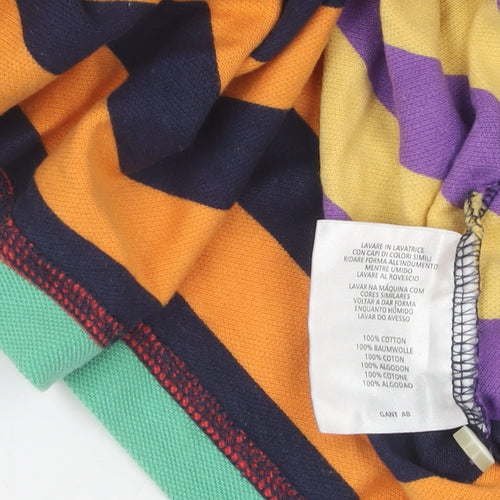 GANT Men's Multicoloured Striped Polo Shirt M