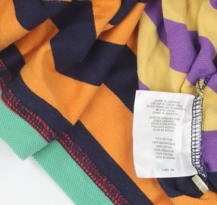 GANT Men's Multicoloured Striped Polo Shirt M
