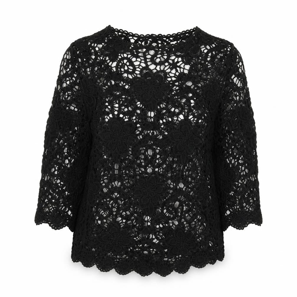 Izabel London Women's Black Crochet Blouse Size 12/14