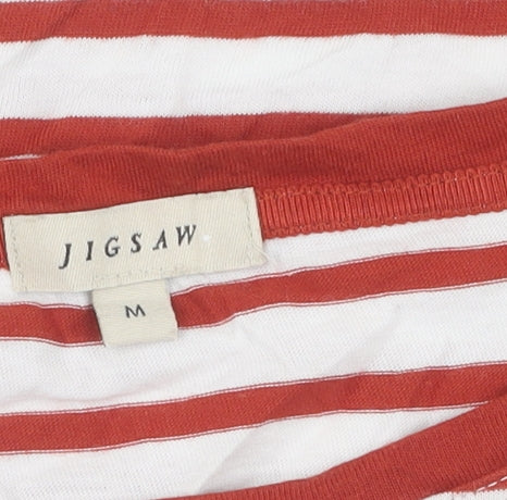 Jigsaw Women's Red Striped Basic T-Shirt M