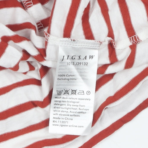 Jigsaw Women's Red Striped Basic T-Shirt M