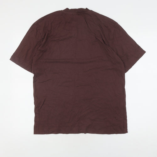 Collusion Men's Brown Cotton Logo T-Shirt - M