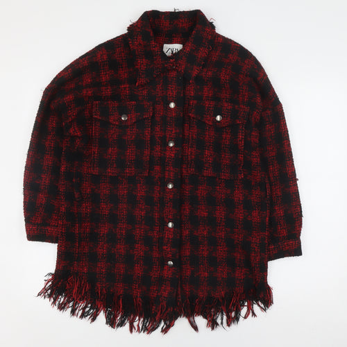 Zara Women's Red Black Check Jacket XS