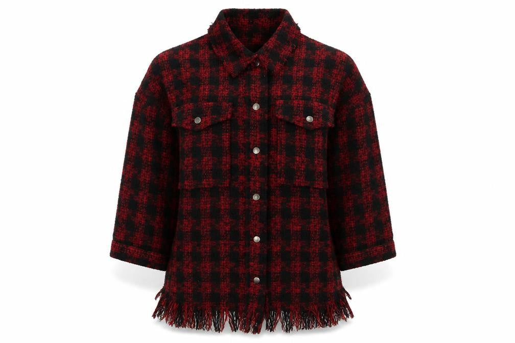 Front view of Zara Women's Red Black Check Jacket XS