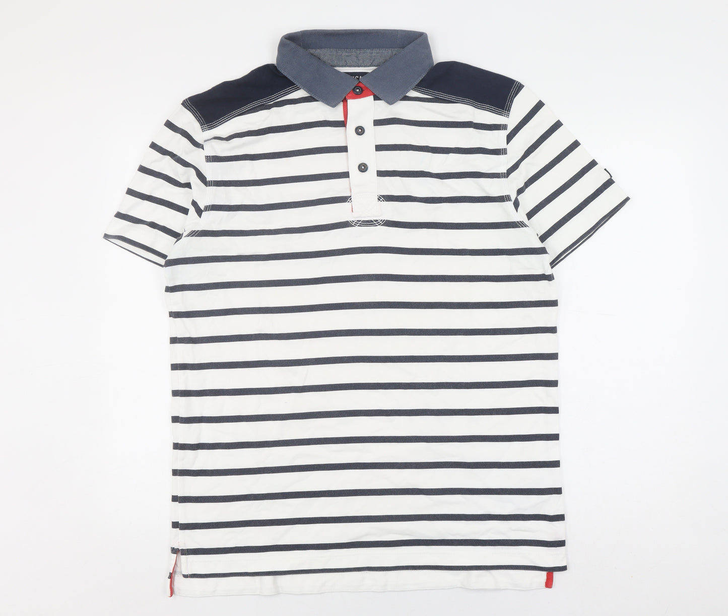 Nautica Jeans Co. Men's White Striped Polo Shirt L