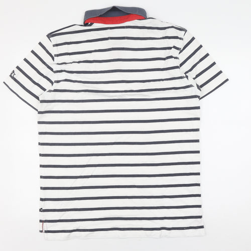 Nautica Jeans Co. Men's White Striped Polo Shirt L