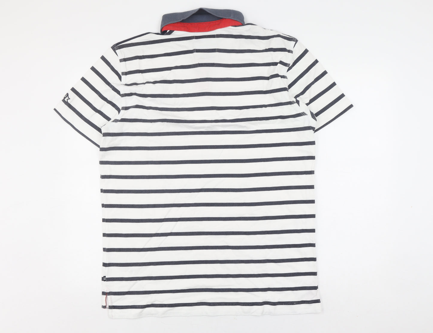 Nautica Jeans Co. Men's White Striped Polo Shirt L