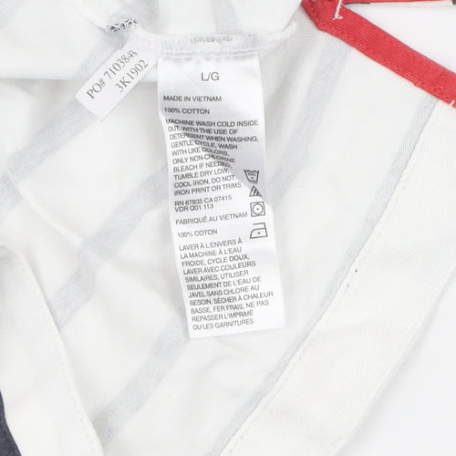 Nautica Jeans Co. Men's White Striped Polo Shirt L