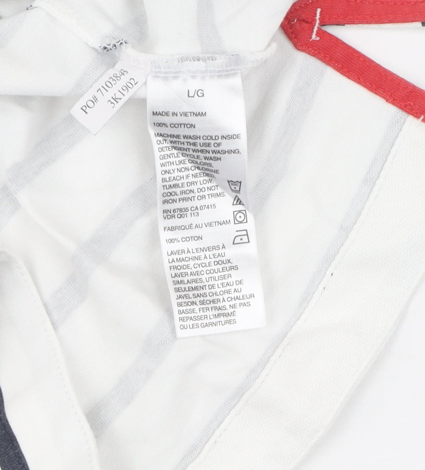 Nautica Jeans Co. Men's White Striped Polo Shirt L